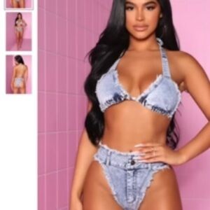 Megan Thee Stallion X Fashion Nova Blue Denim Bikini